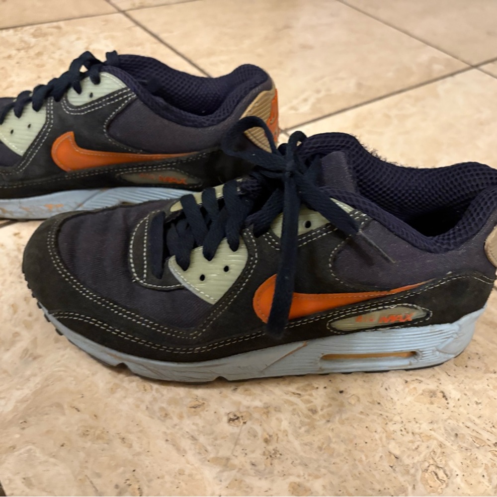 Vintage Nike Air Max Denim Blue and Orange Sneakers RARE